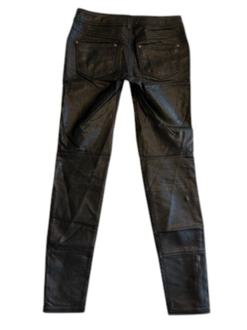 FREE PEOPLE Vegan Leather Skinny Biker Pants Black 2